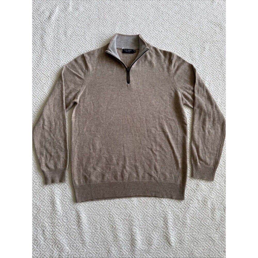 Filippo Riberti Mens Size M Quarter Zip Wool Cashmere Blend Beige Sweater Italy